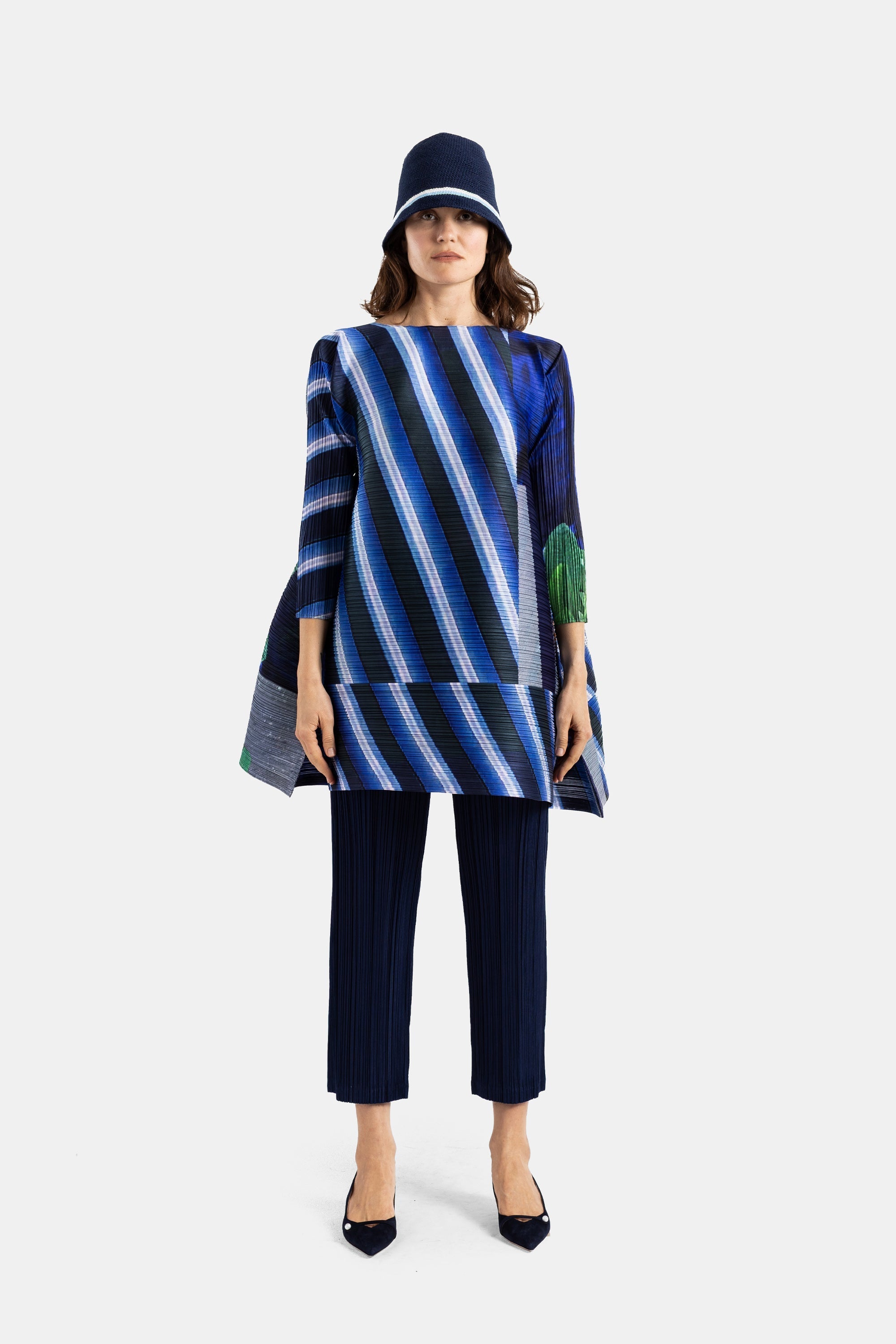 Pleats Please Issey Miyake Pleated Trousers — Navy, view 4