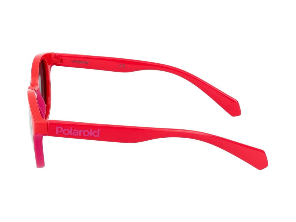 Polaroid Kids Injected Plastic Round Sunglasses — Red, view 2