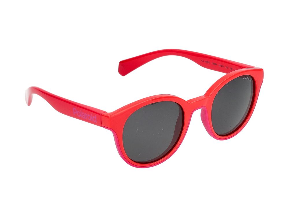 Polaroid Kids Injected Plastic Round Sunglasses — Red, view 3