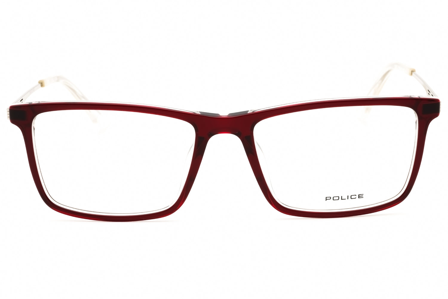 Police VPLD08 Rectangular Acetate Eyeglasses — Bordeaux, view 2
