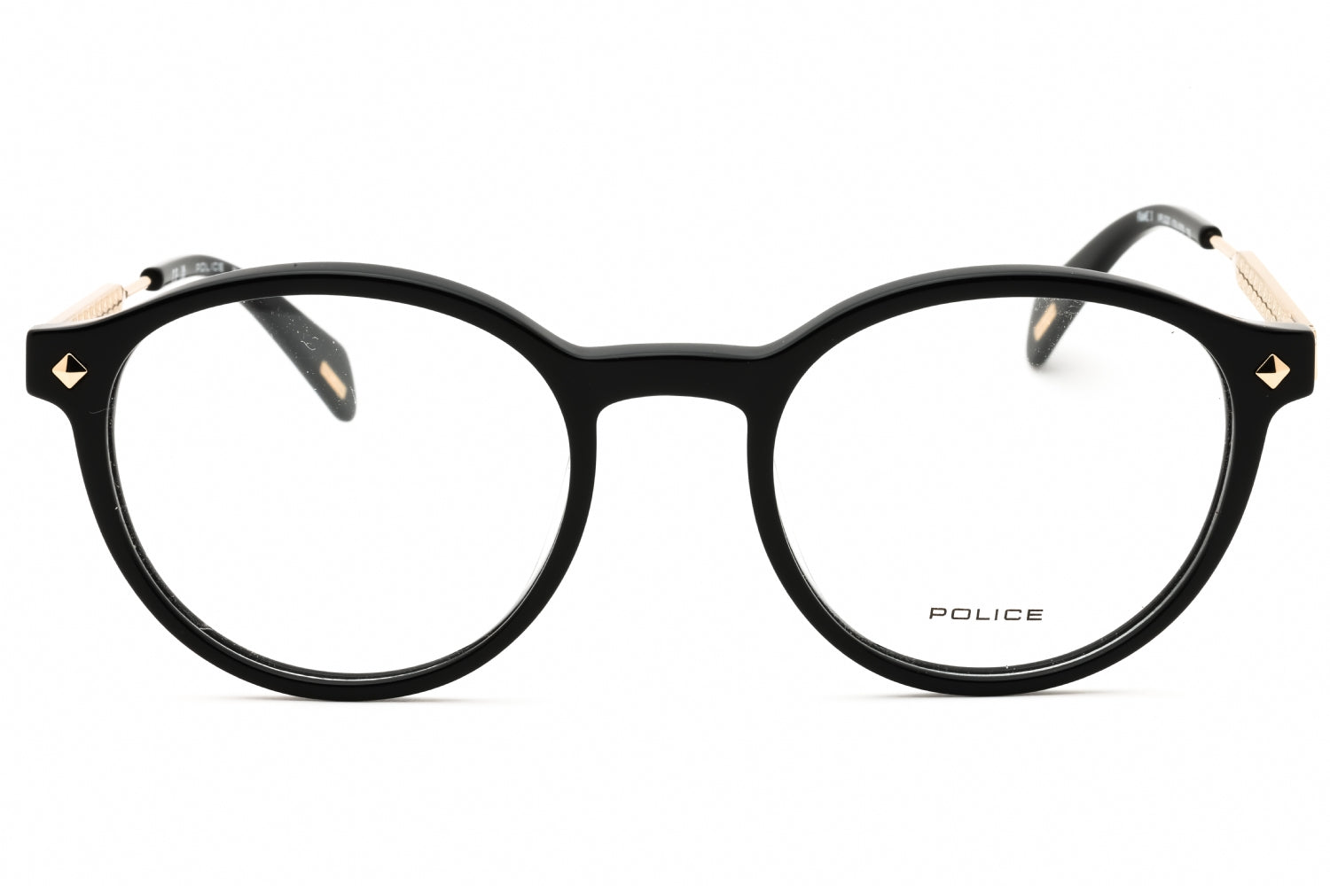 Police VPLG27M Round Acetate Eyeglasses — Black, view 2