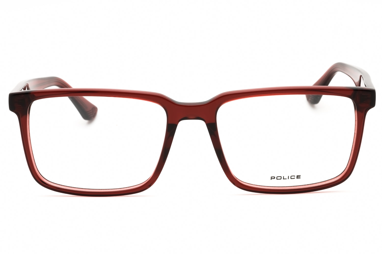 Police VPLN17 Rectangular Acetate Eyeglasses — Burgundy, view 2
