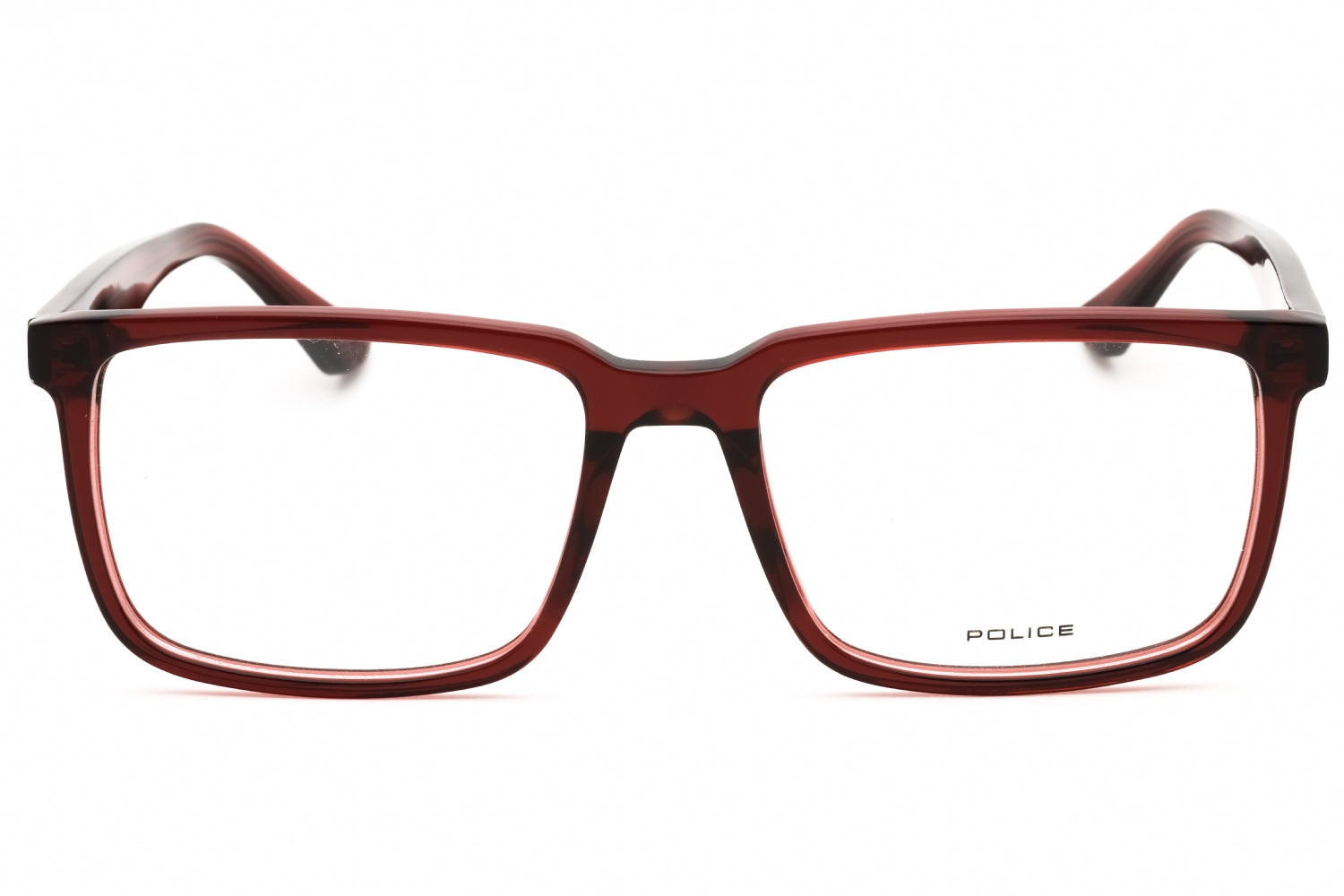 Police VPLN17M Rectangular Acetate Eyeglasses — Burgundy, view 2