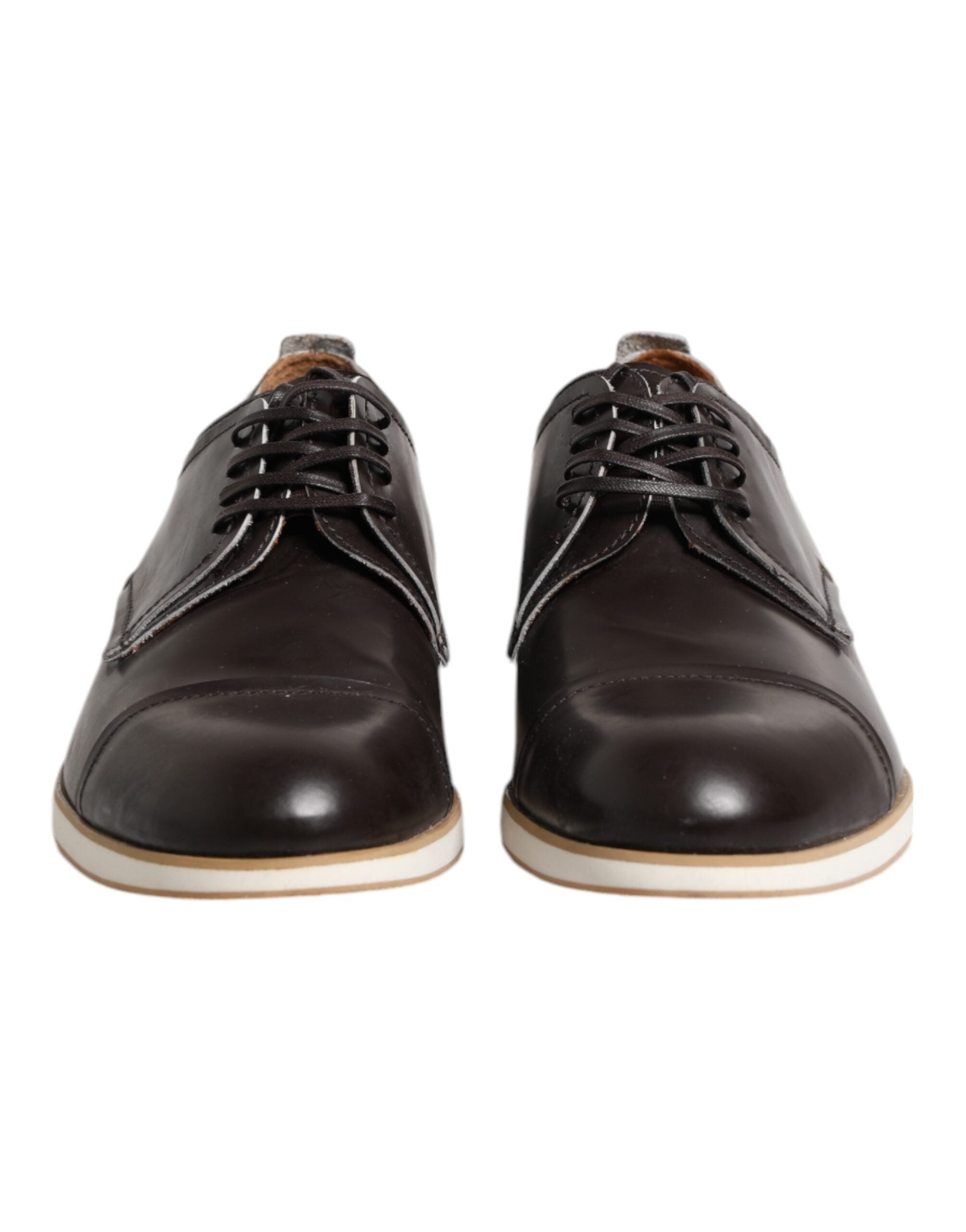 Pollini Leather Derby Flat — Brown by Pollini
