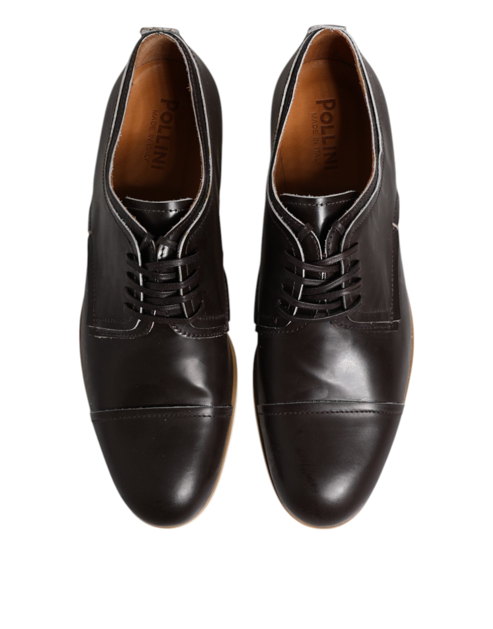Pollini Leather Derby Flat — Brown, view 2