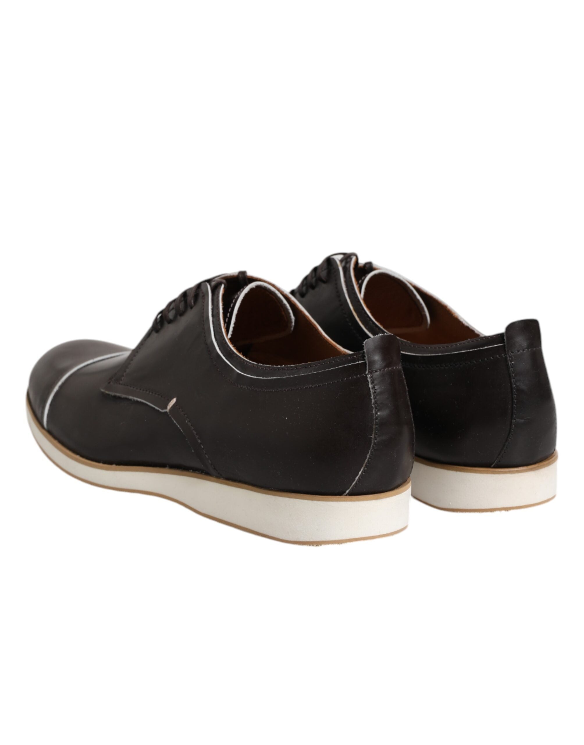 Pollini Leather Derby Flat — Brown, view 4