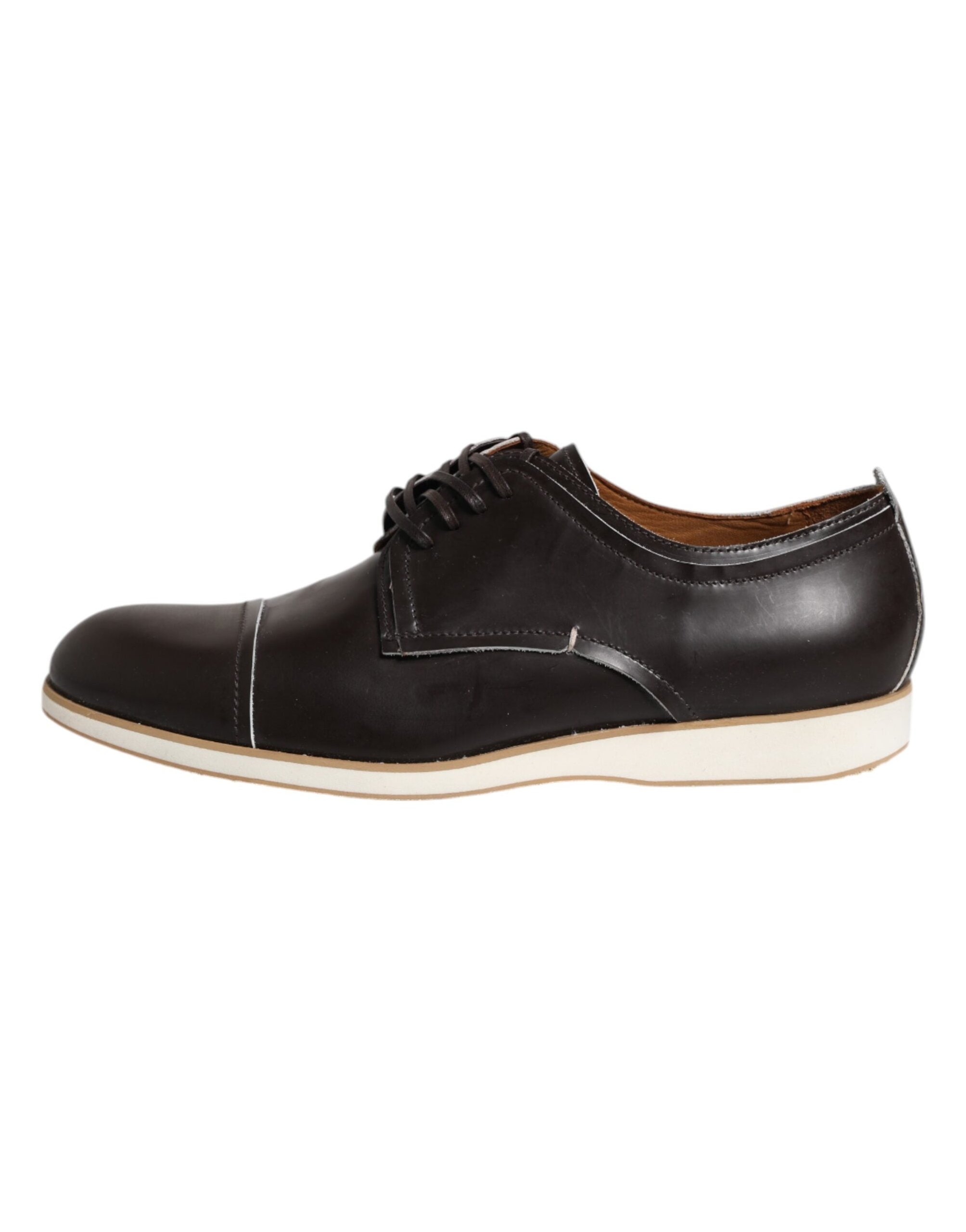 Pollini Leather Derby Flat — Brown, view 7
