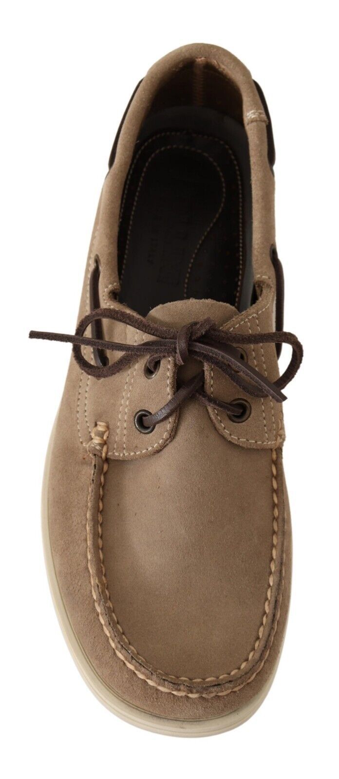 Pollini Suede Moccasin Loafer — Beige, view 3