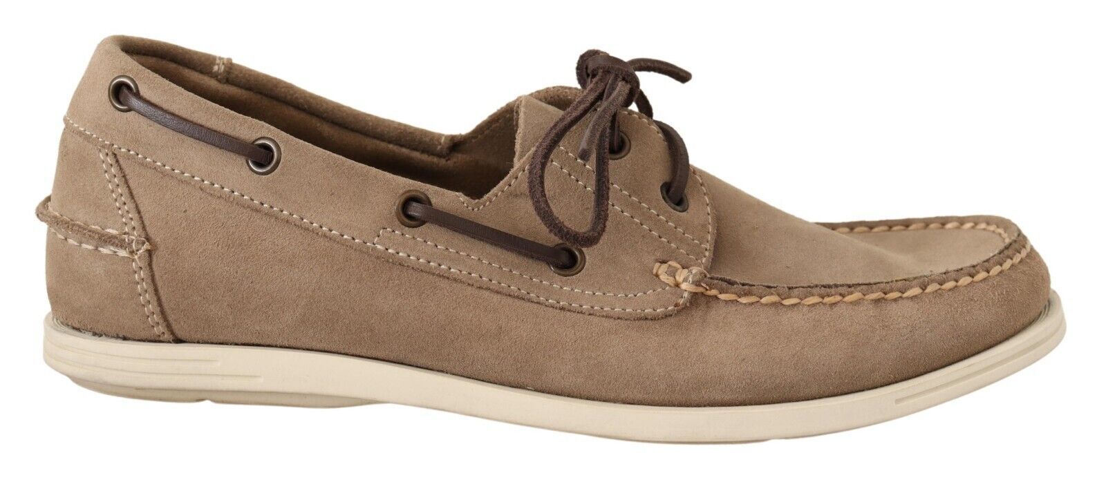 Pollini Suede Moccasin Loafer — Beige, view 4