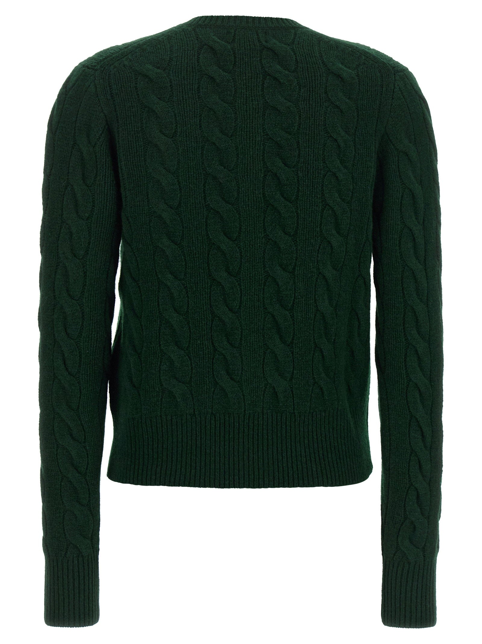 Polo Ralph Lauren Braided Wool-Cashmere Cardigan — Forest Green, view 2