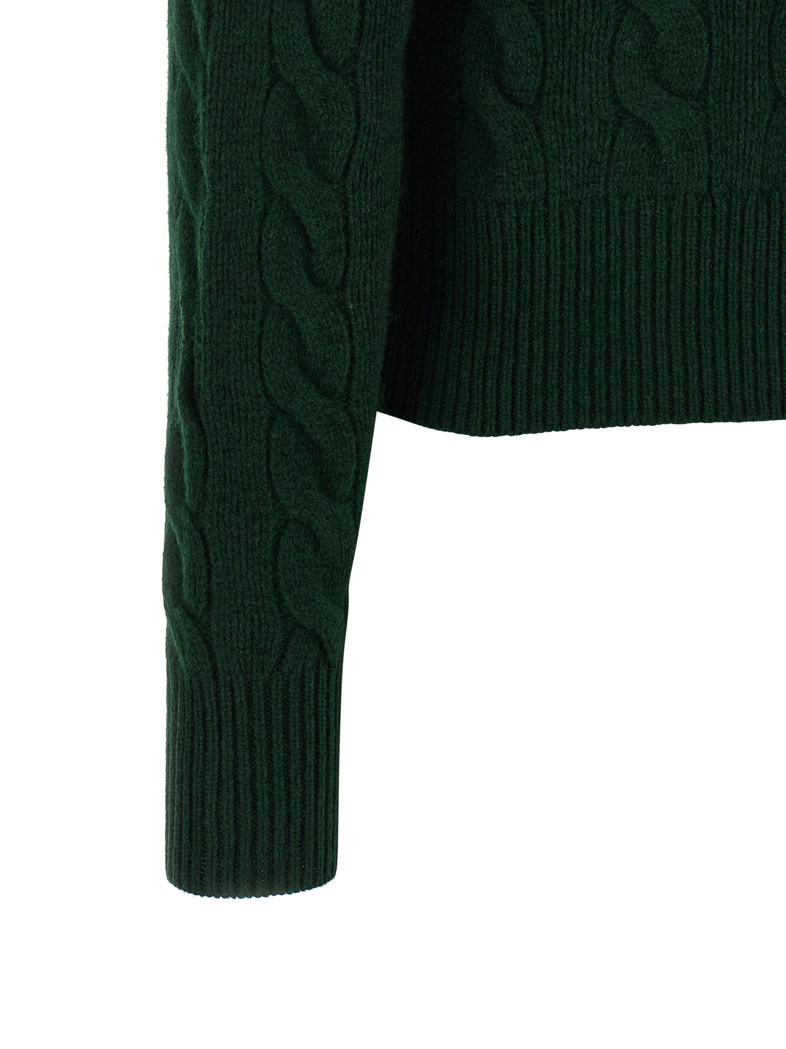 Polo Ralph Lauren Braided Wool-Cashmere Cardigan — Forest Green, view 4