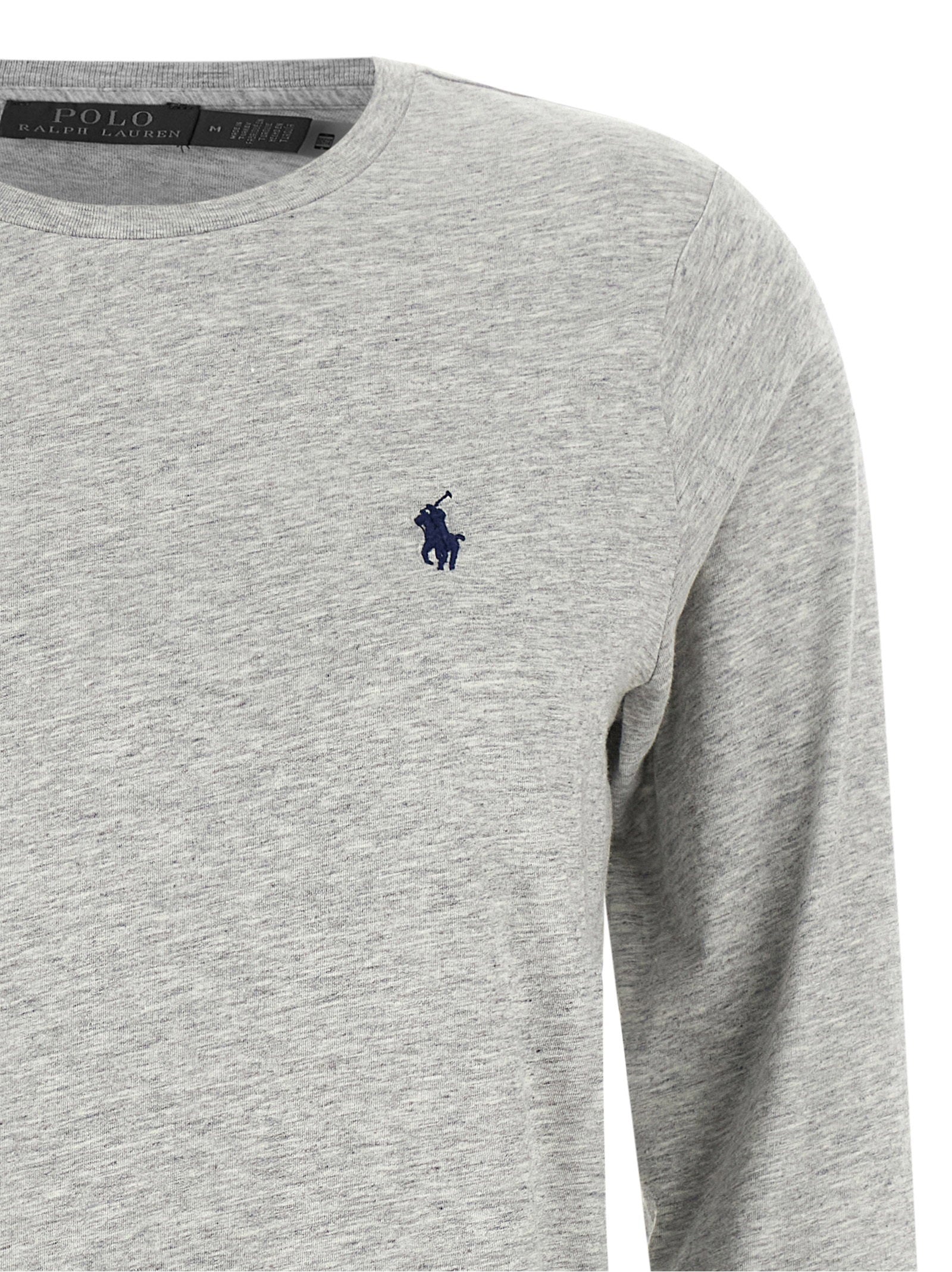 Polo Ralph Lauren Pony-Embroidered Cotton Long-Sleeve T-Shirt — Gray, view 3