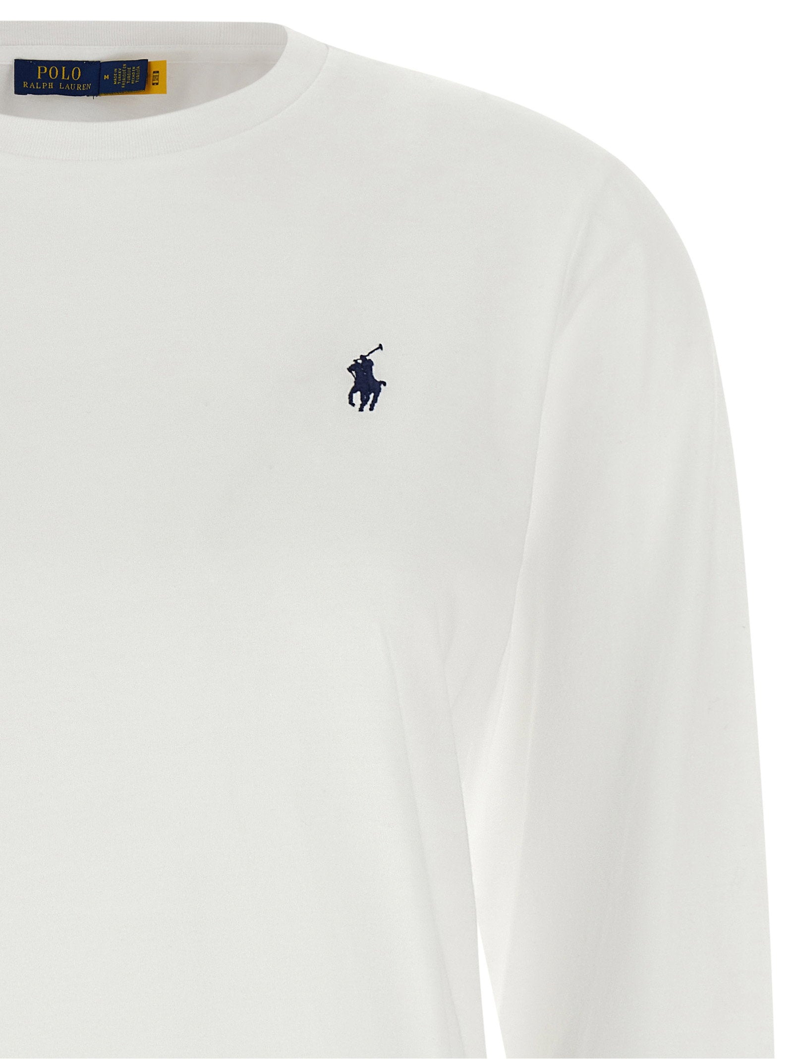 Polo Ralph Lauren Logo-Embroidered Cotton Long-Sleeve T-shirt — White, view 3