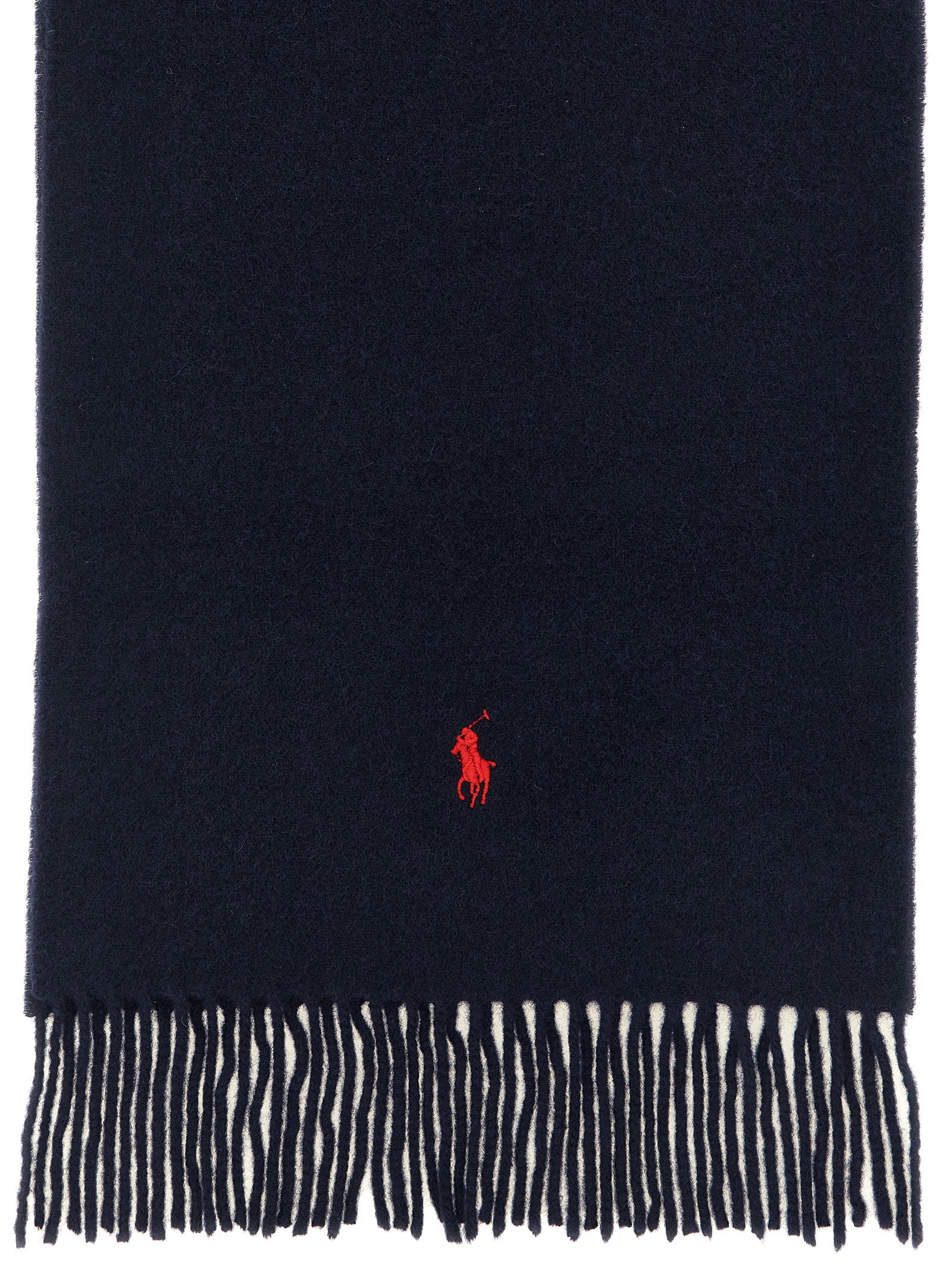 Polo Ralph Lauren Wool with Embroidered Pony Logo Scarf — Navy, view 2