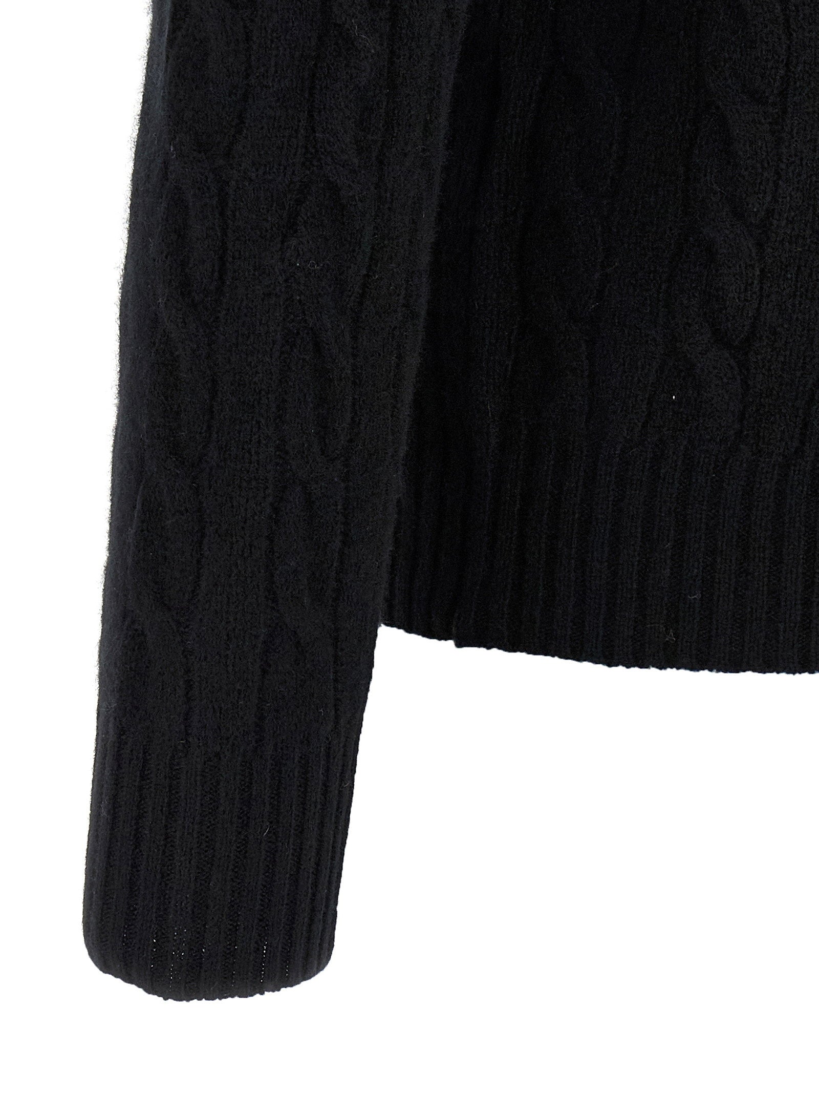Polo Ralph Lauren Cable-Knit Cashmere Blend Sweater — Black, view 4