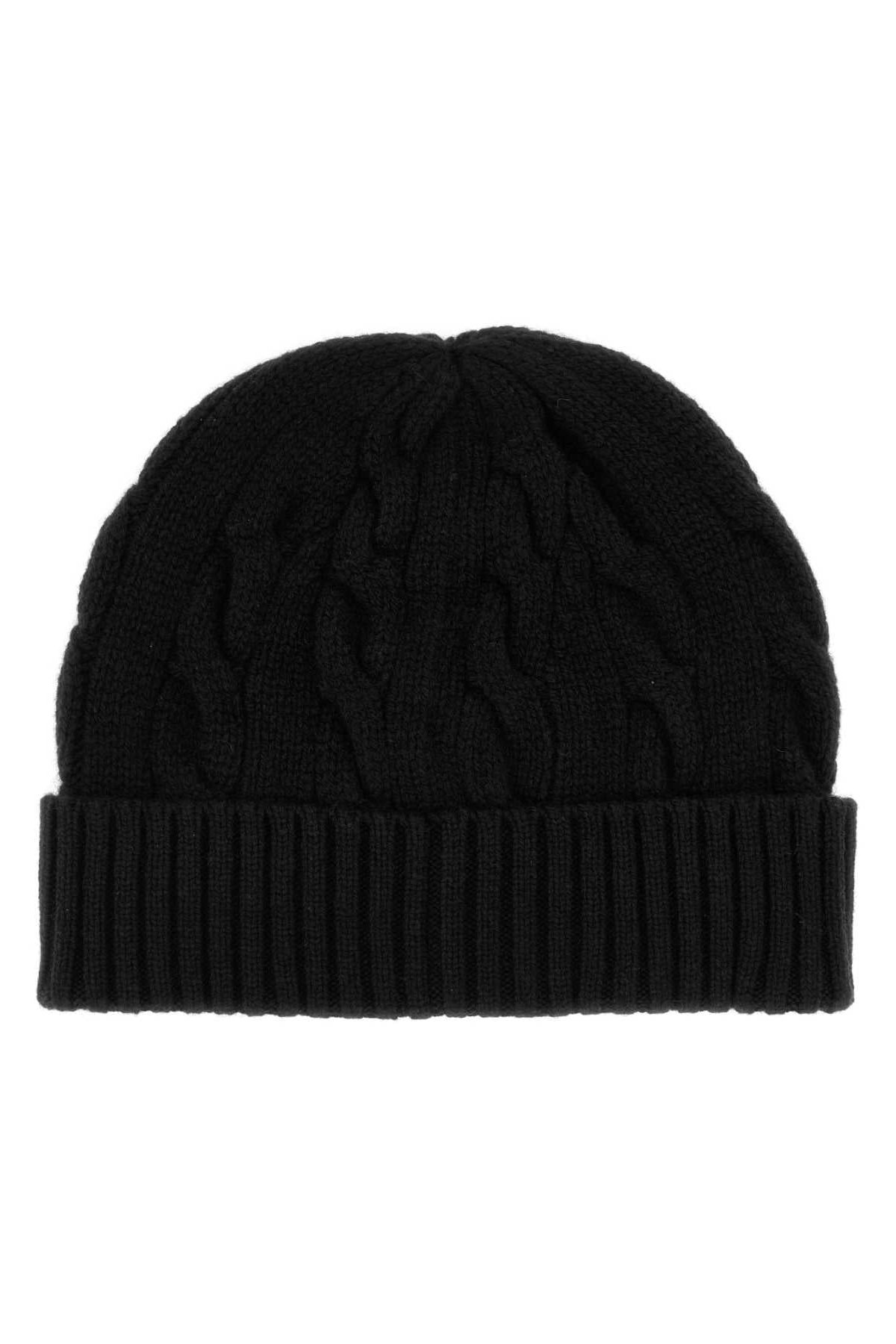 Polo Ralph Lauren SWEATER-HAT Wool Blend Cable-Knit Beanie — Black, view 2