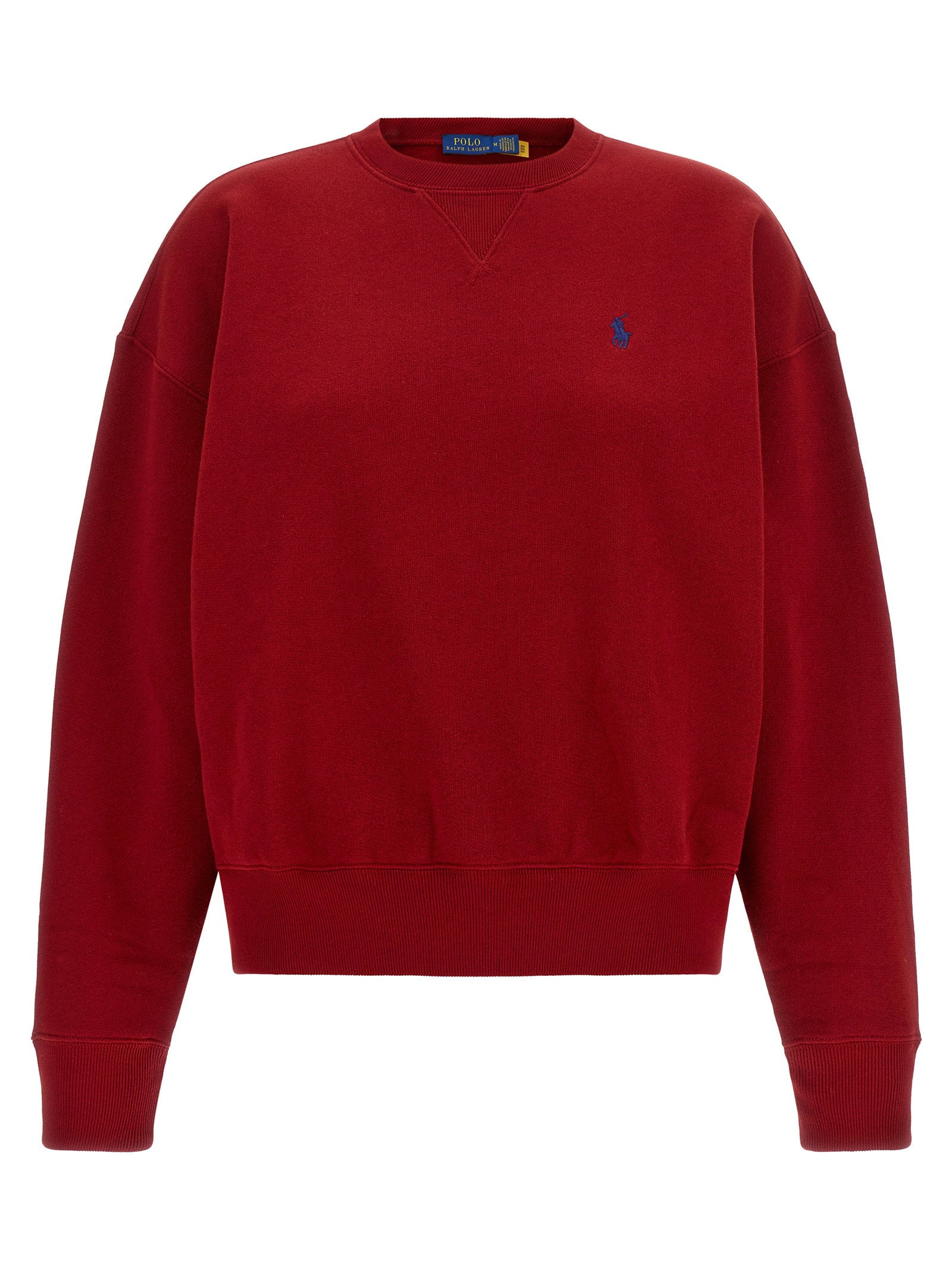 Polo Ralph Lauren Crew Neck Cotton Blend Sweatshirt — Red by Polo Ralph Lauren