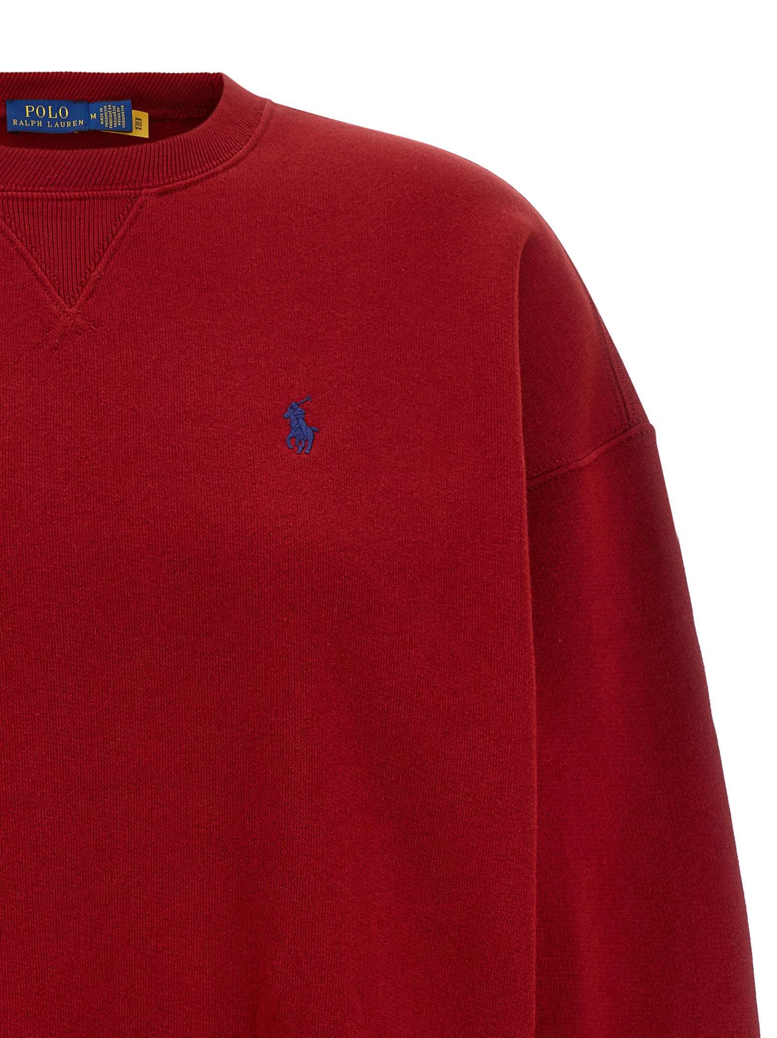 Polo Ralph Lauren Crew Neck Cotton Blend Sweatshirt — Red, view 3