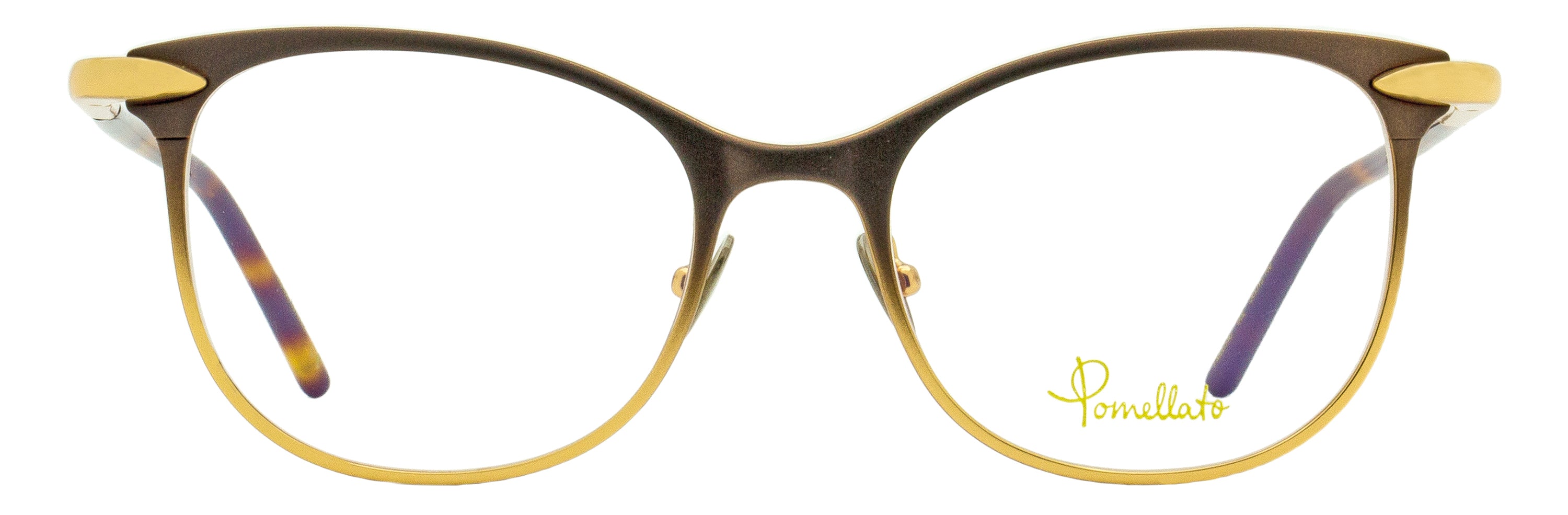Pomellato PM0054O Rectangular Metal-Acetate Eyeglasses — Brown by Pomellato