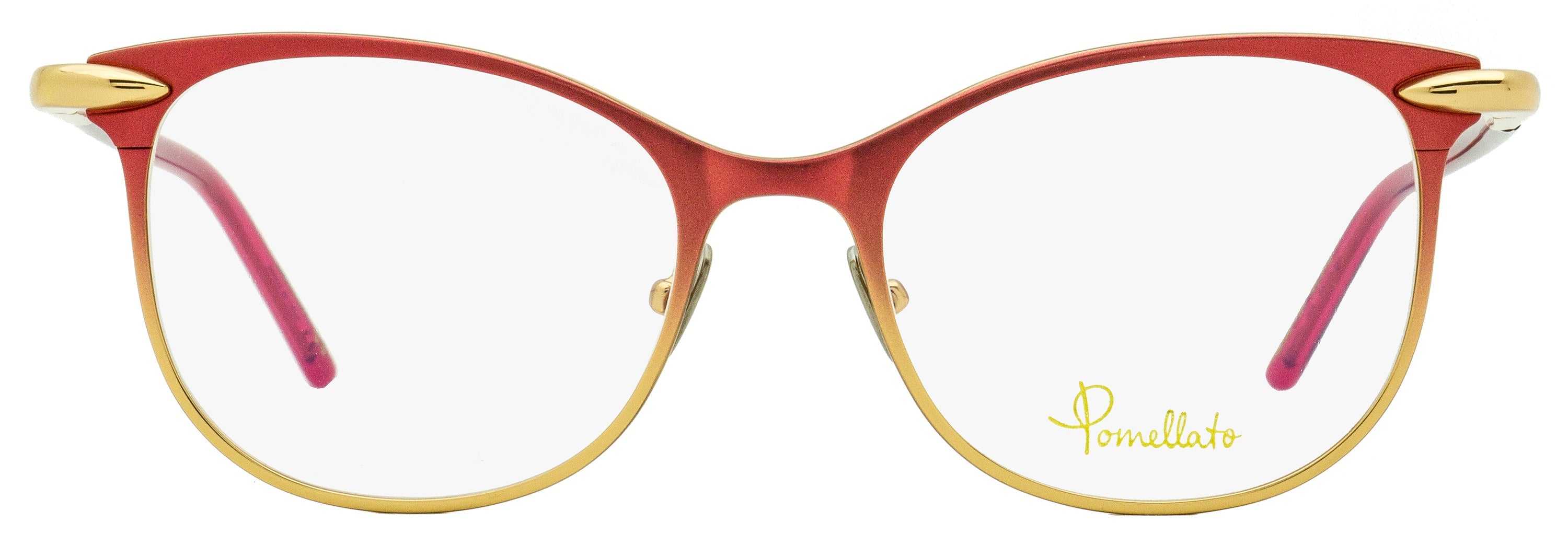 Pomellato PM0054O Rectangular Metal-Acetate Eyeglasses — Red by Pomellato