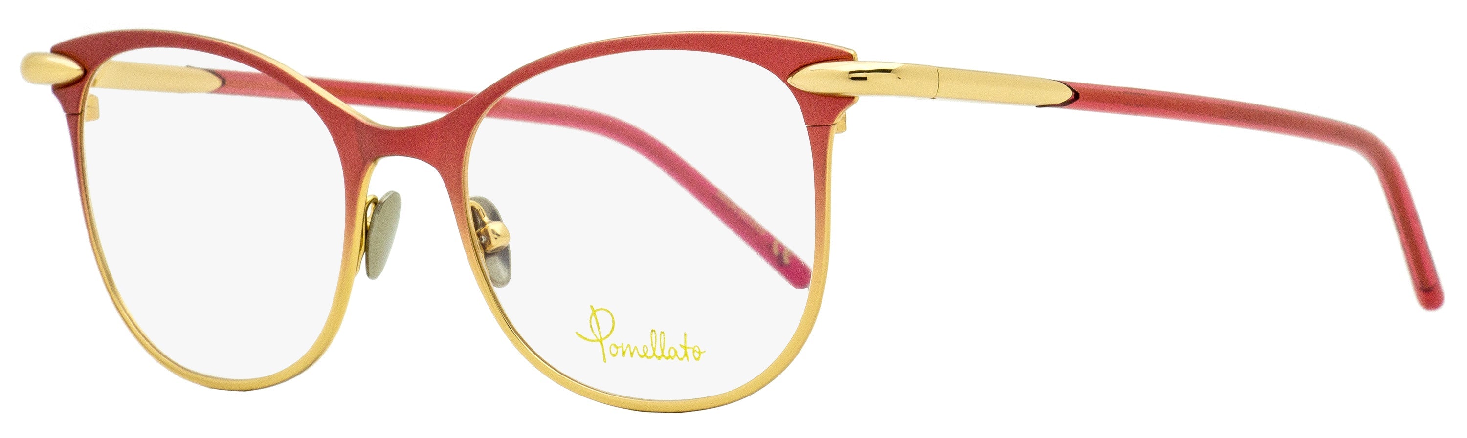 Pomellato PM0054O Rectangular Metal-Acetate Eyeglasses — Red, view 2