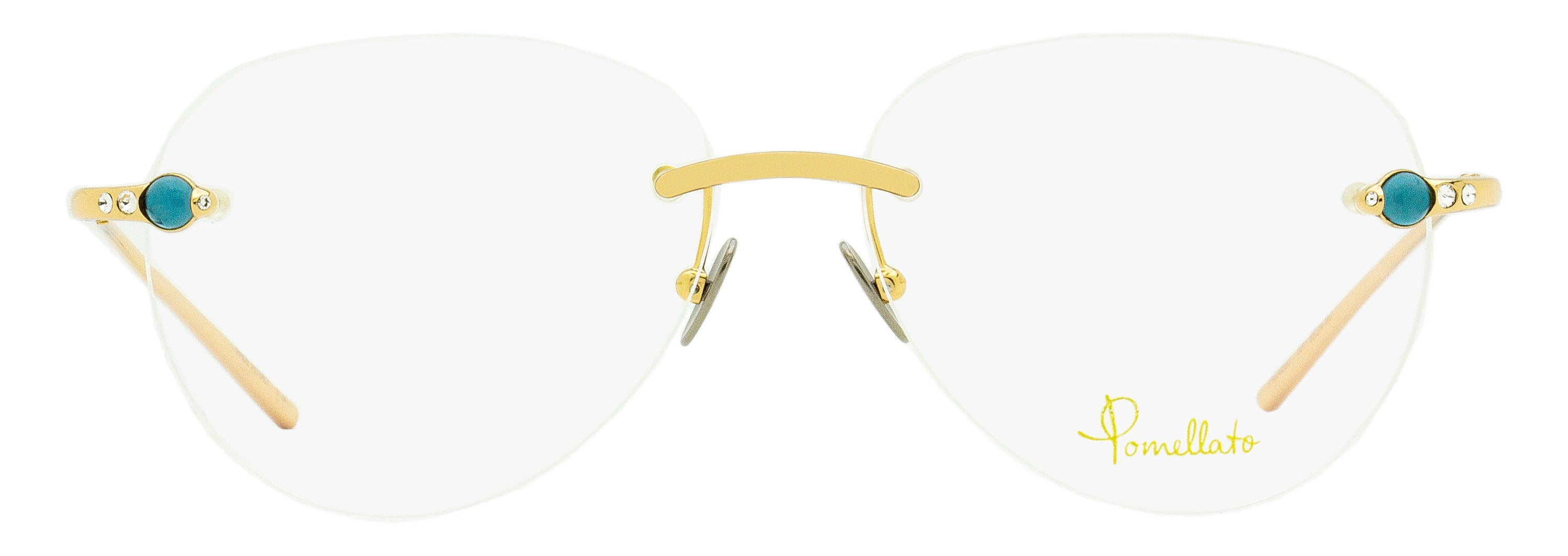 Pomellato PM0069O Rimless Cabochon-Embellished Metal Eyeglasses — Gold by Pomellato