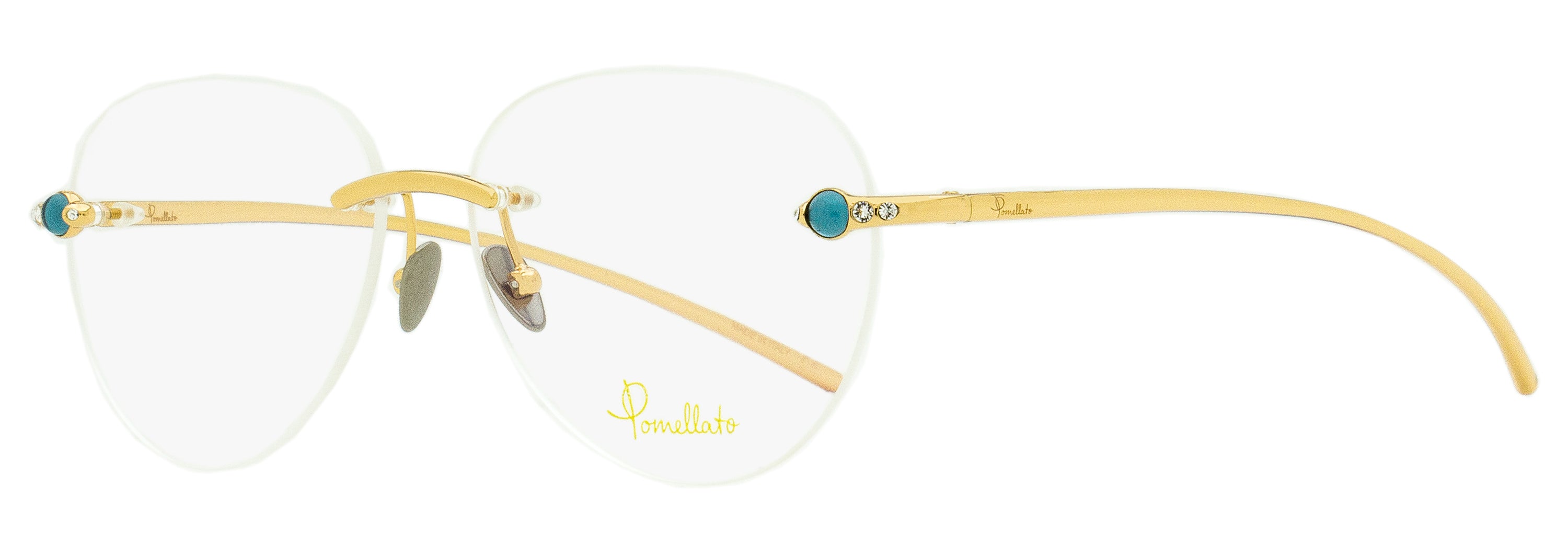 Pomellato PM0069O Rimless Cabochon-Embellished Metal Eyeglasses — Gold, view 2