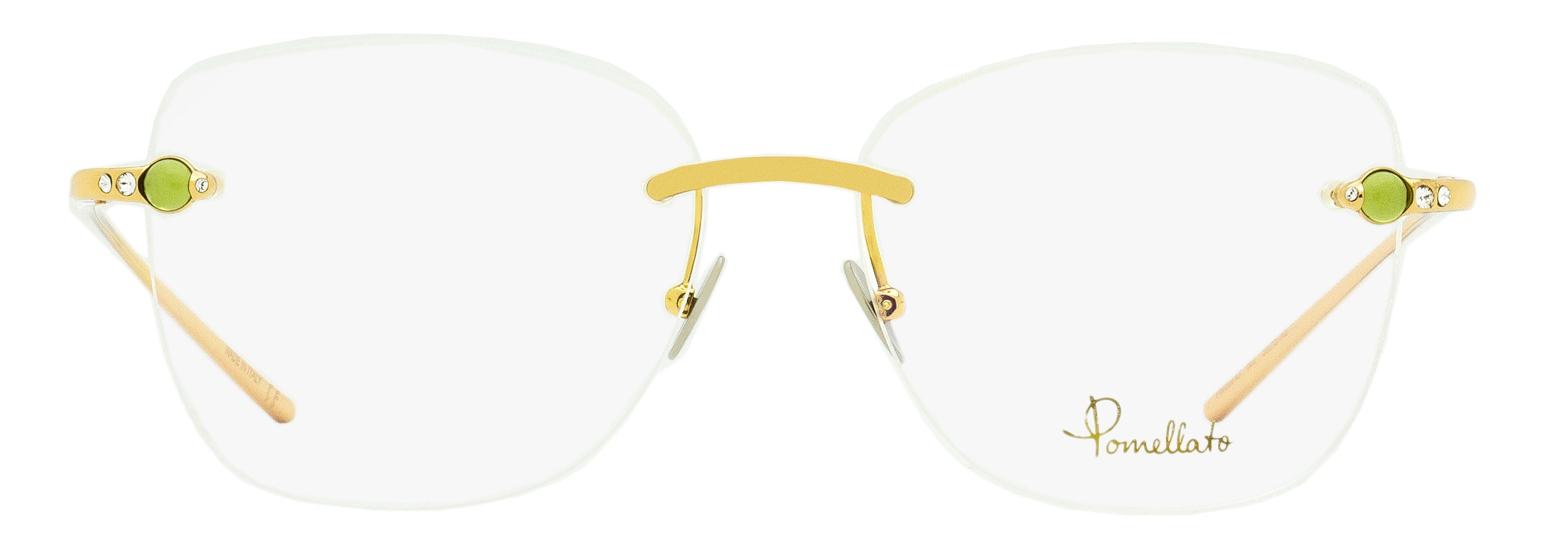 Pomellato PM0071O Rimless Metal with Cabochon Stones Eyeglasses — Gold by Pomellato