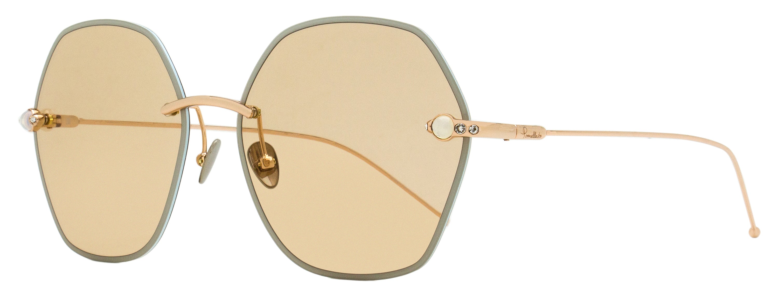Pomellato PM0091S Cabochon-Stone Rimless Sunglasses — Gold by Pomellato