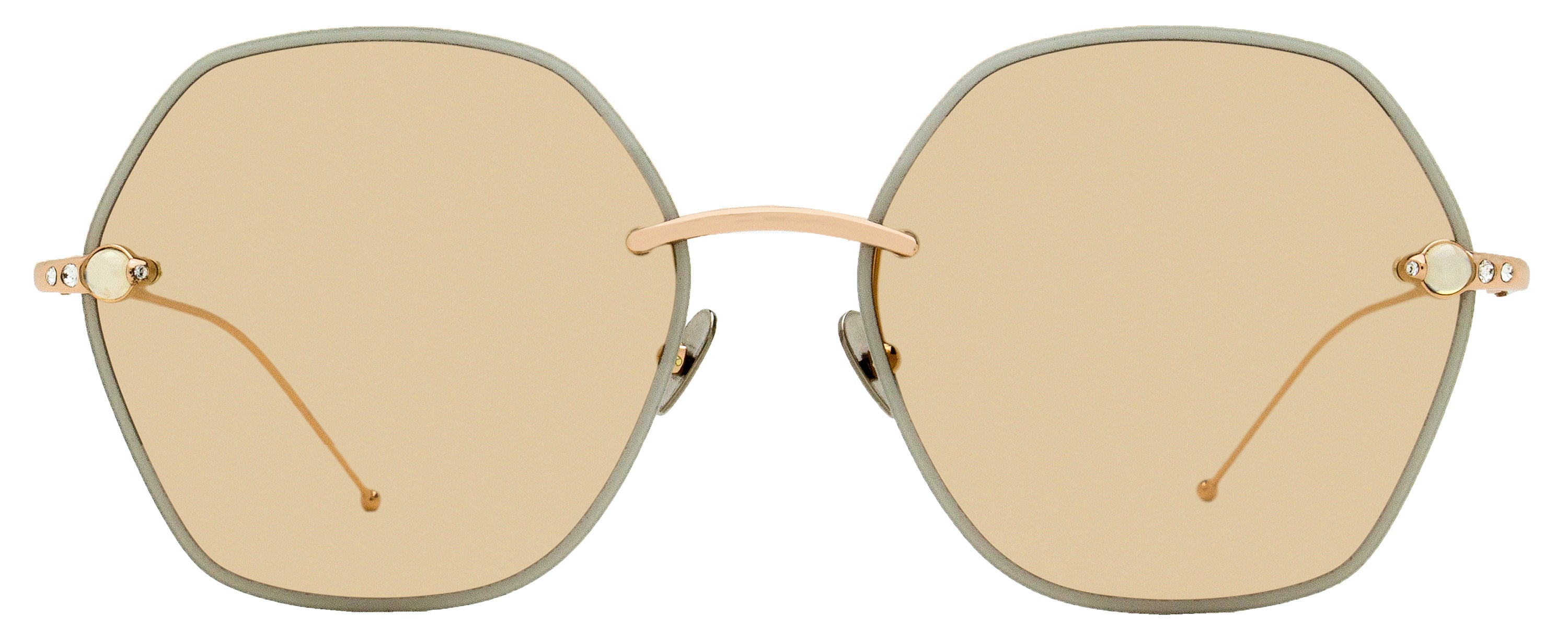 Pomellato PM0091S Cabochon-Stone Rimless Sunglasses — Gold, view 2