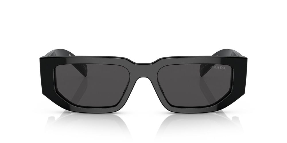 Prada 0PR Rectangle-Frame Plastic Sunglasses — Black, view 2
