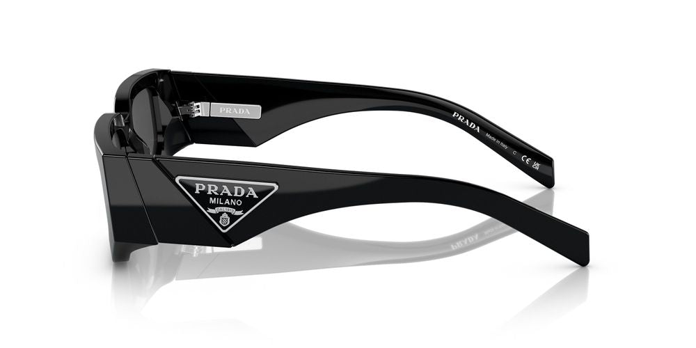 Prada 0PR Rectangle-Frame Plastic Sunglasses — Black, view 3