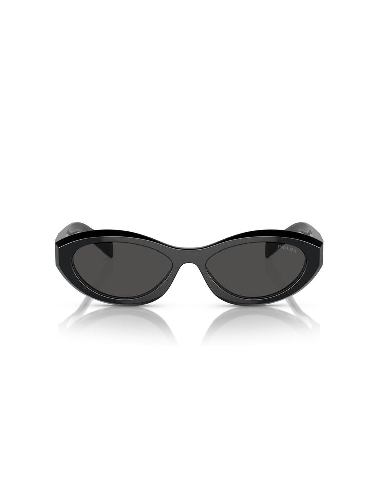 Prada 0PR Oval Acetate Sunglasses — Black, view 2