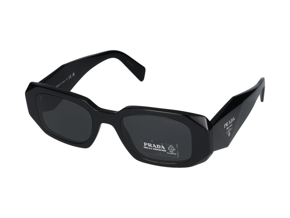 Prada 0PR Rectangular Acetate Sunglasses — Black by Prada