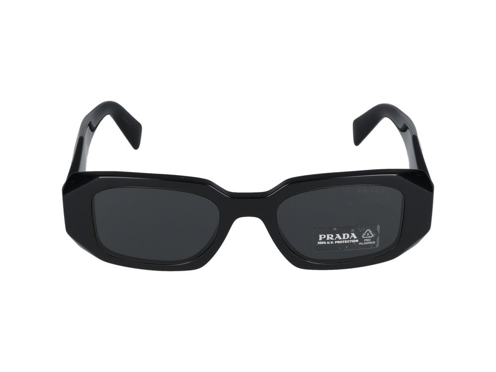 Prada 0PR Rectangular Acetate Sunglasses — Black, view 4