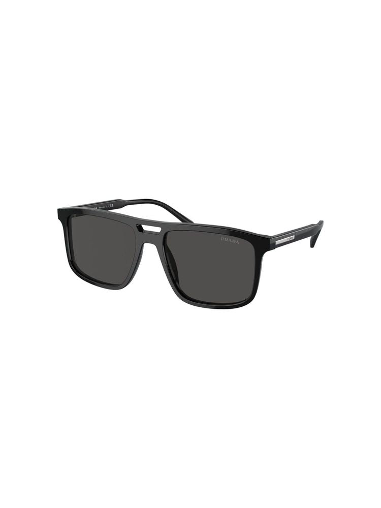 Prada 0PR Acetate Rectangle Sunglasses — Black by Prada