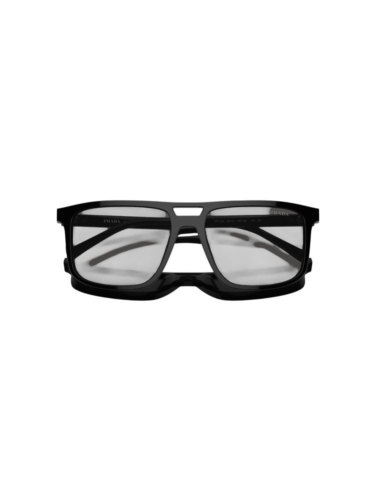 Prada 0PR Acetate Rectangle Sunglasses — Black, view 2