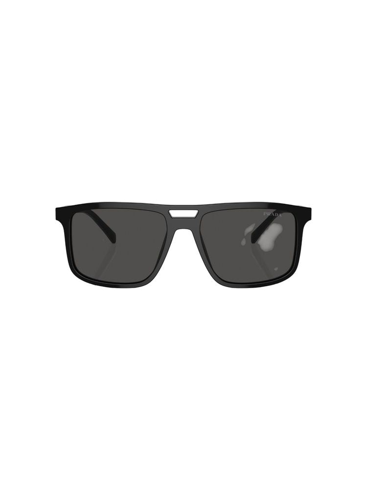 Prada 0PR Acetate Rectangle Sunglasses — Black, view 3