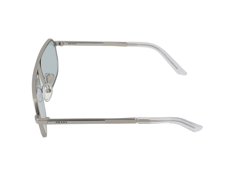 Prada 0PR Rectangular Metal Sunglasses — Silver, view 3