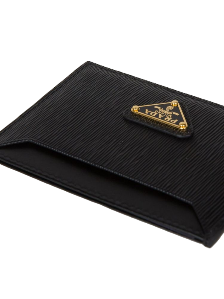 Prada Textured Calfskin Card Case — Black by Prada