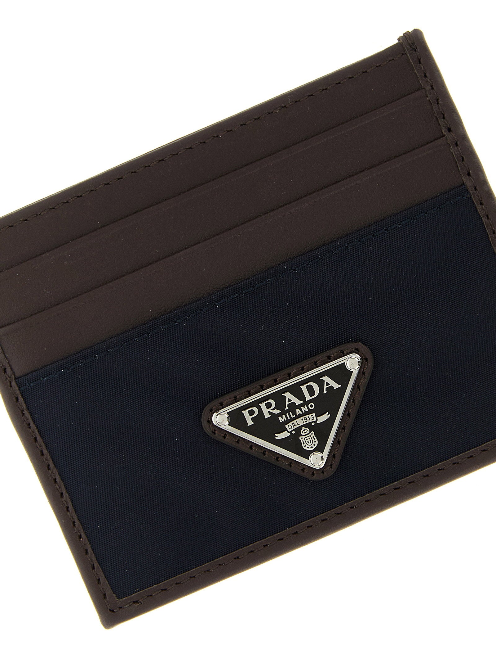Prada Nylon and Leather Card Case — Brown, view 3