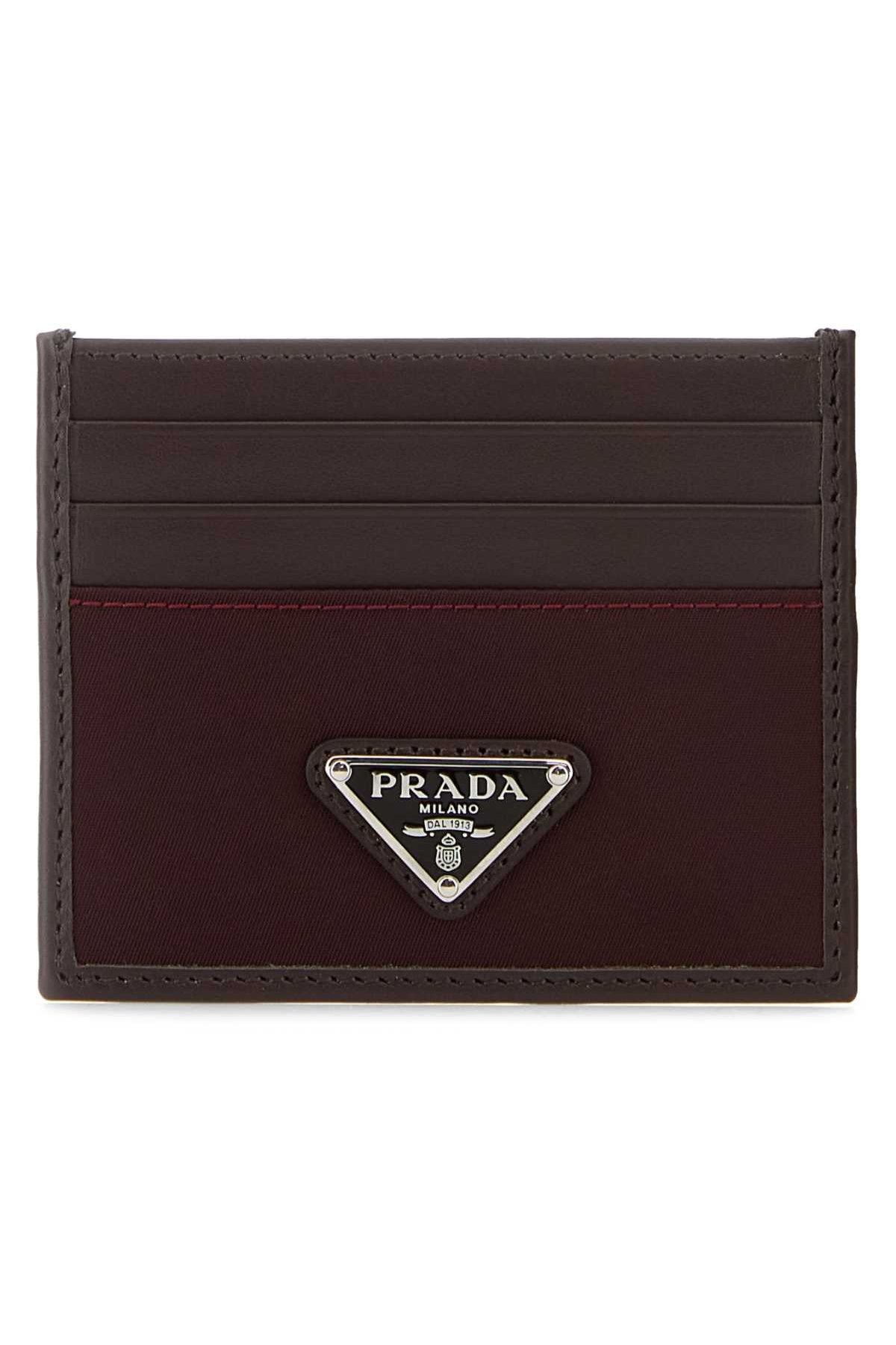 Prada Logo-Stamped Calf Leather Card Case — Burgundy by Prada