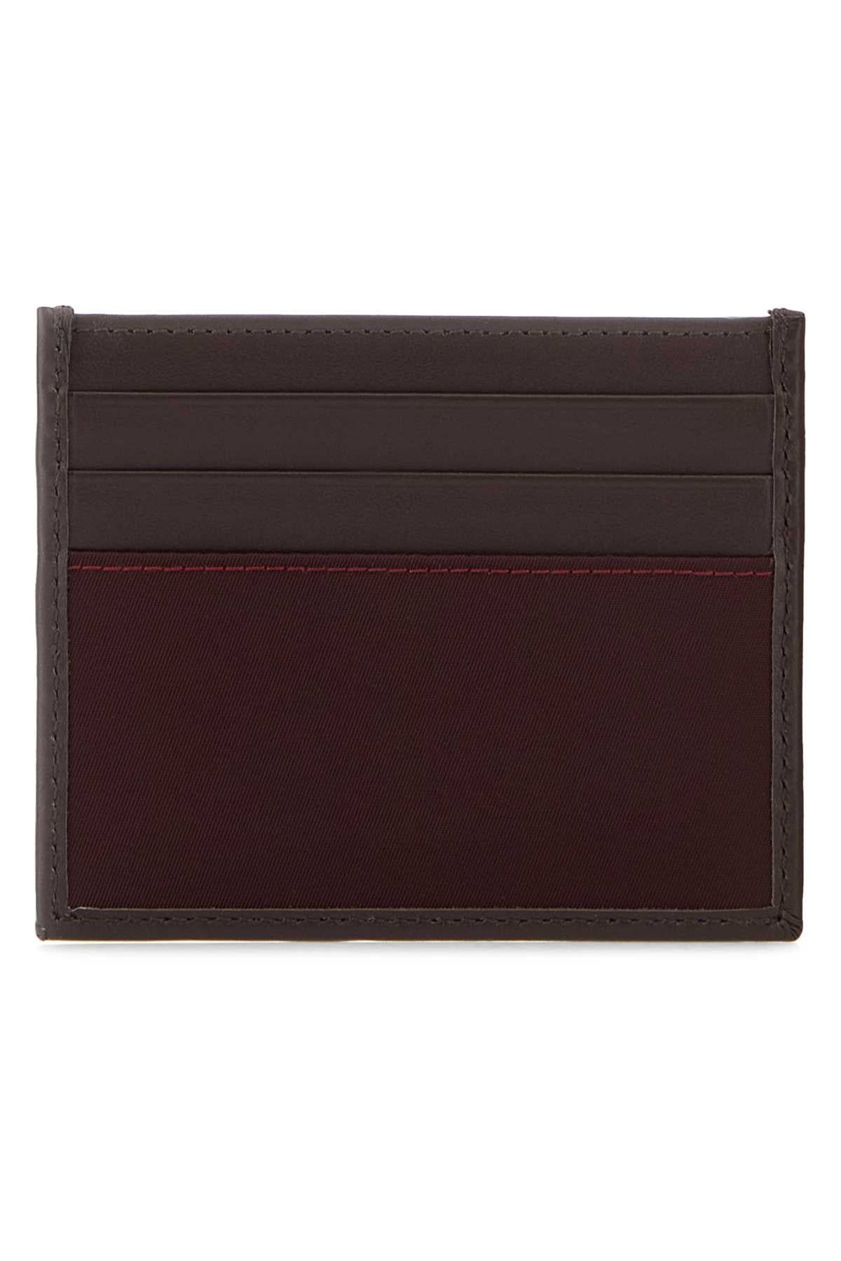 Prada Logo-Stamped Calf Leather Card Case — Burgundy, view 3