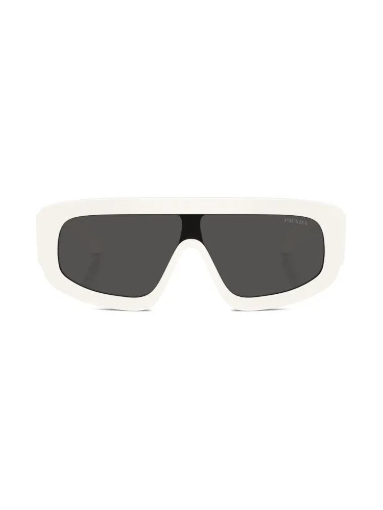 Prada Eyewear PRD10S17K08Z Rectangular Dark Lens Sunglasses — White by Prada Eyewear