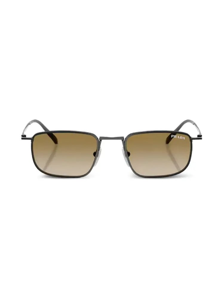 Prada Eyewear PRD52S Metal Rectangle Sunglasses — Black by Prada Eyewear
