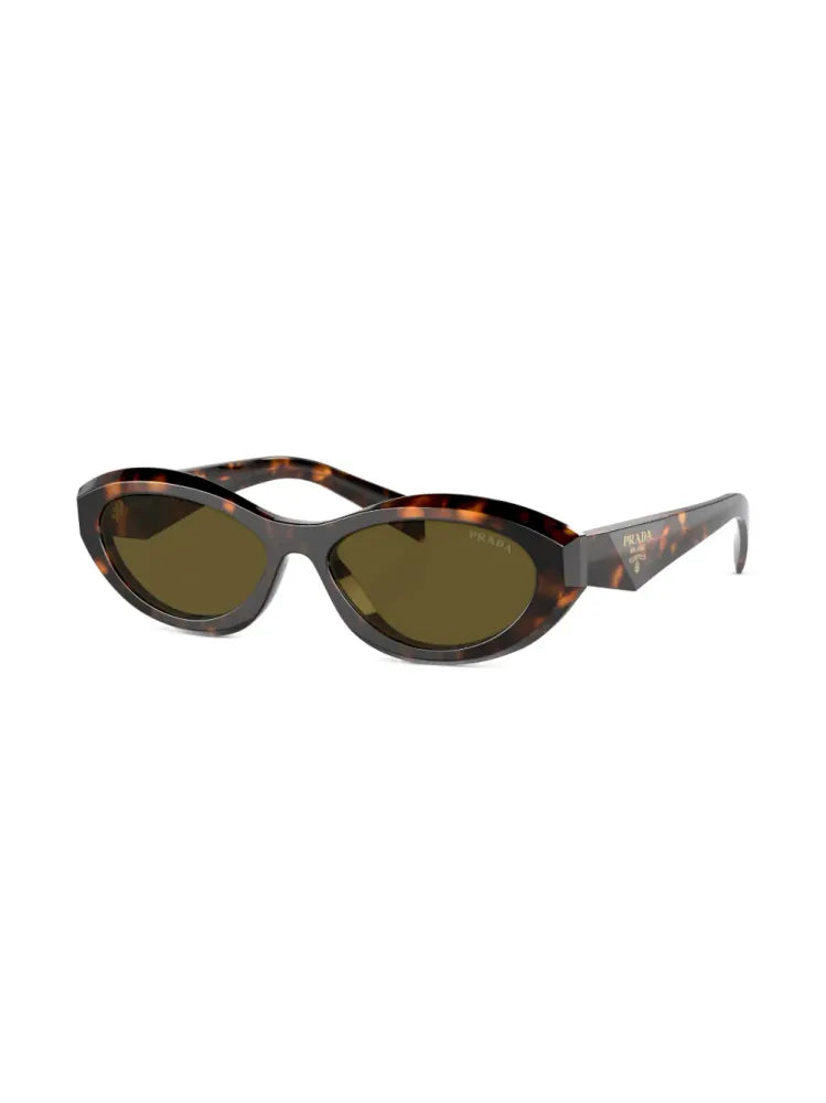 Prada Eyewear SPR26Z14L09Z Oval Acetate Sunglasses — Brown, view 2