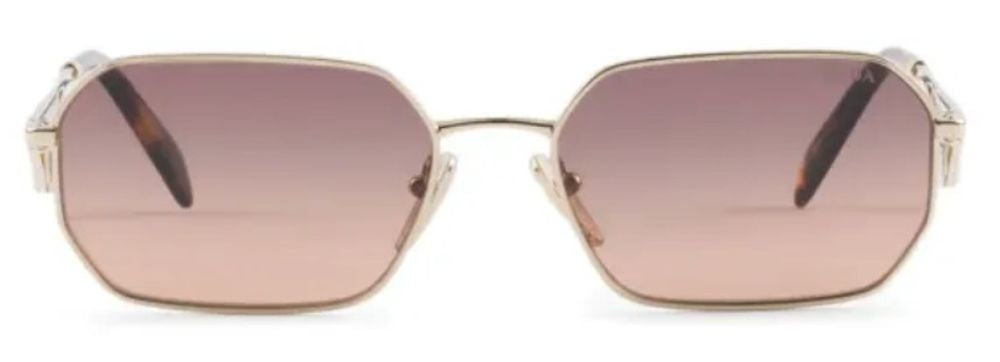 Prada Eyewear SPRA51C058EZVN Rectangular Metal Frame Sunglasses — Gold by Prada Eyewear