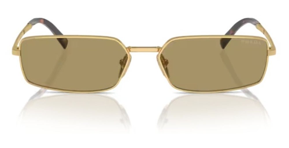 Prada Eyewear SPRA605AK70G Rectangular Metal Sunglasses — Gold by Prada Eyewear