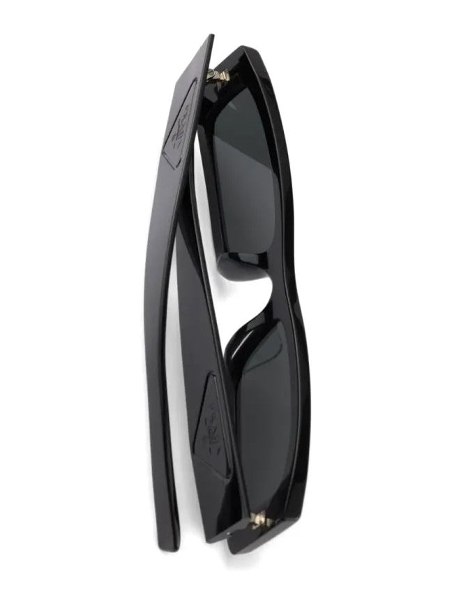 Prada Eyewear SPRD09CD054E16K Rectangular Dark-Lens Sunglasses — Black, view 3