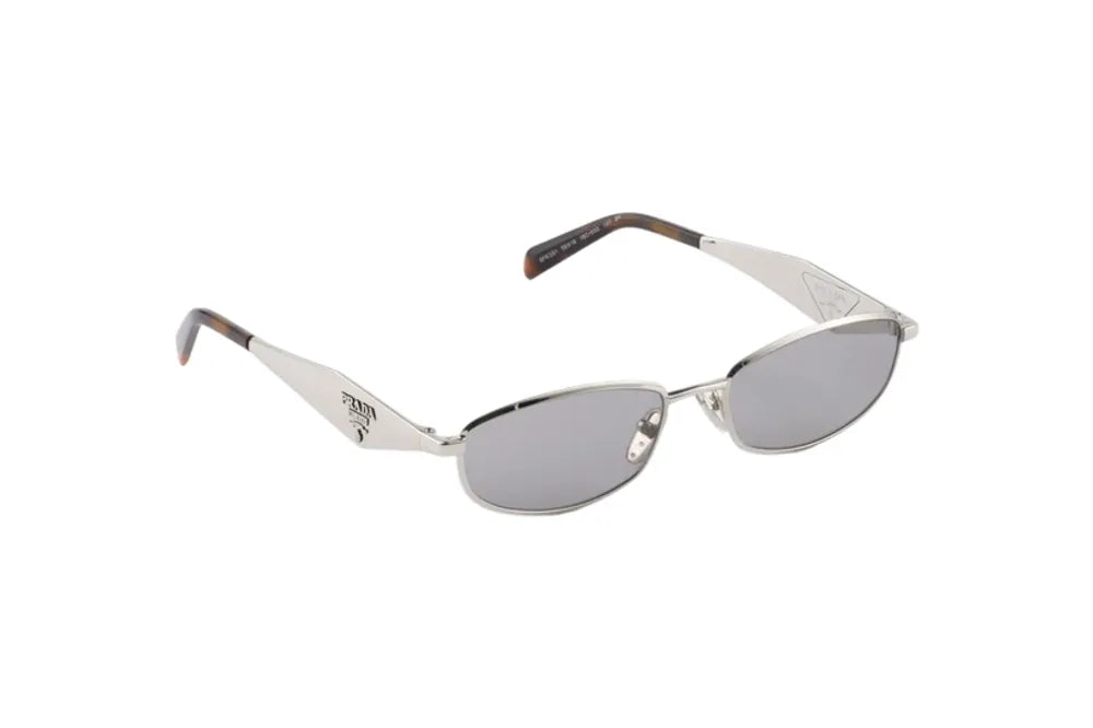 Prada Eyewear SPRD51C055E1BC Metal Oval Frame Sunglasses — Gray, view 2